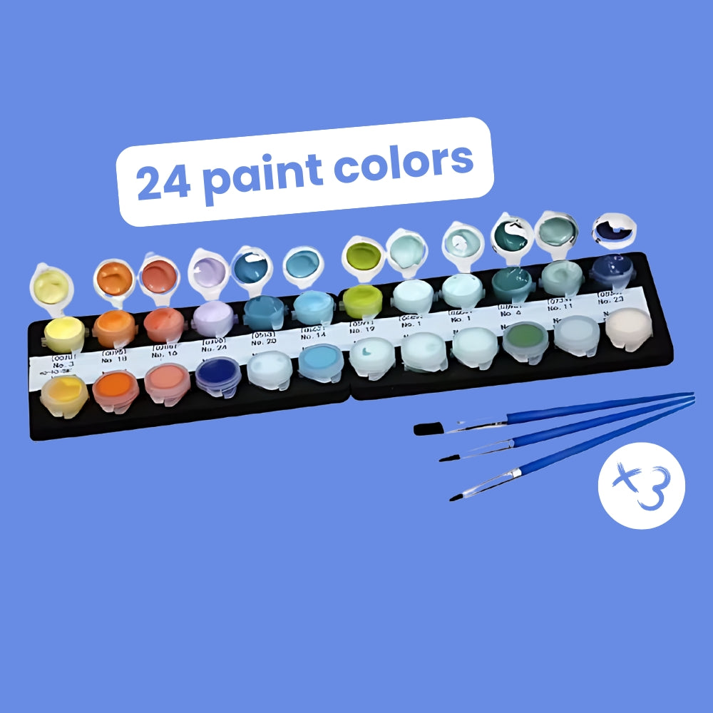 24 Paint Colors + 3 Brushes